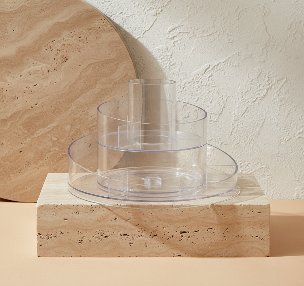 Organizador Giratorio de Maquillaje 360° con Compartimentos Ajustable