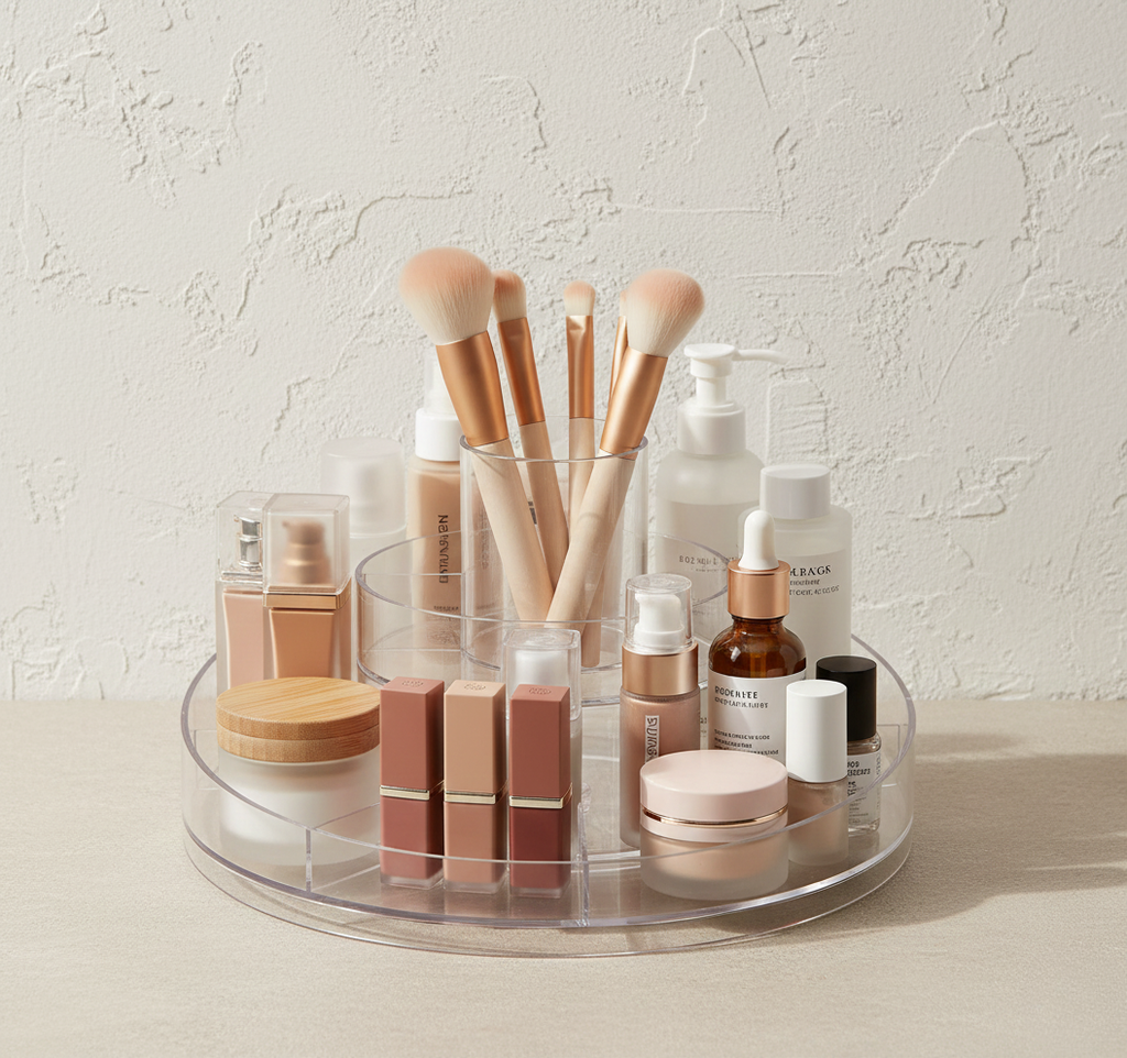 Organizador Giratorio de Maquillaje 360° con Compartimentos Ajustable